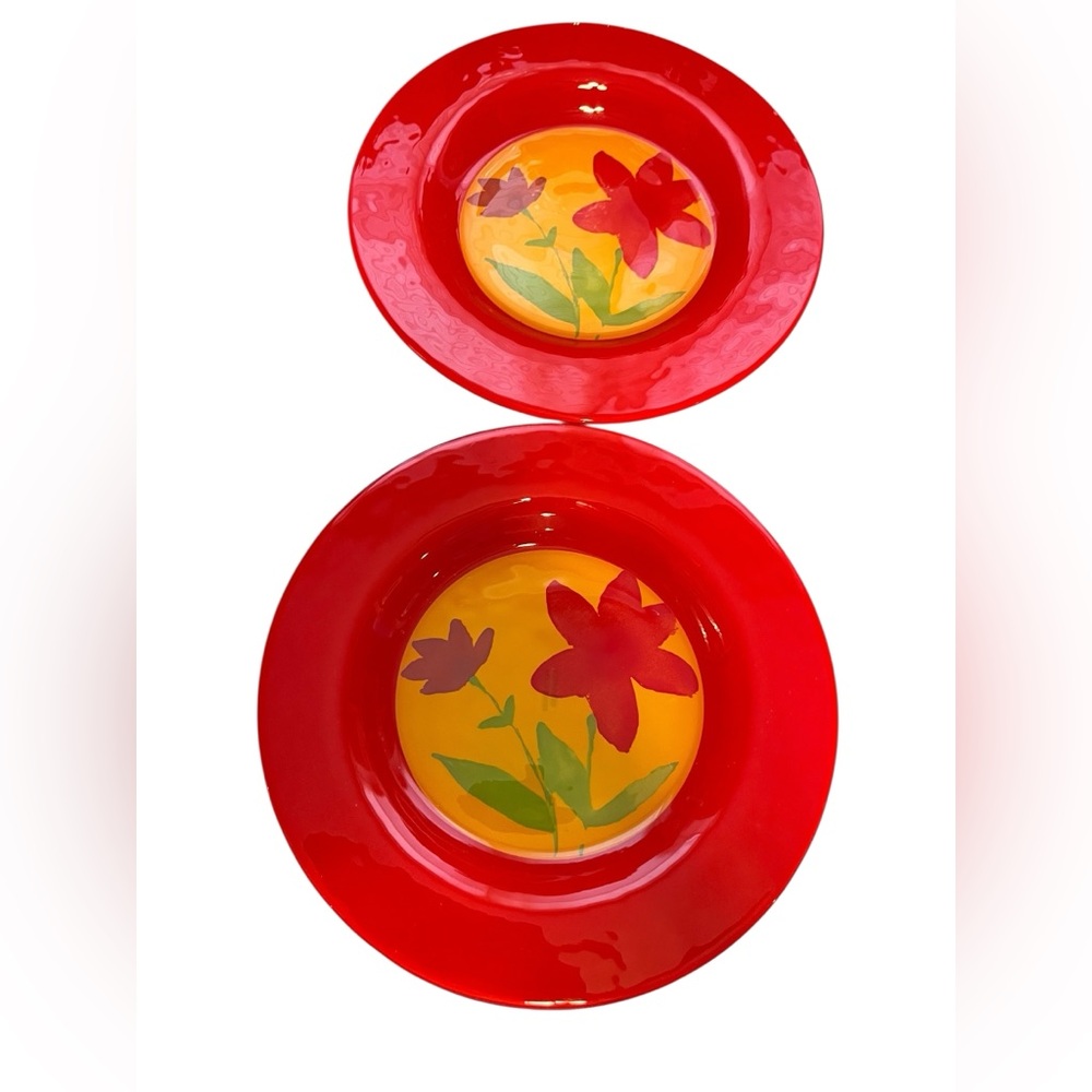 NWT set of 2 from Dibbern made in Germany, hand painted floral 8” glass plates